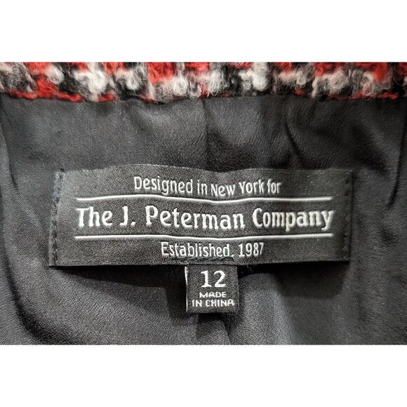 J. Peterman Jacket Black Colorful Tweed Double Breasted Blazer Misses Size 12 - Picture 6 of 8